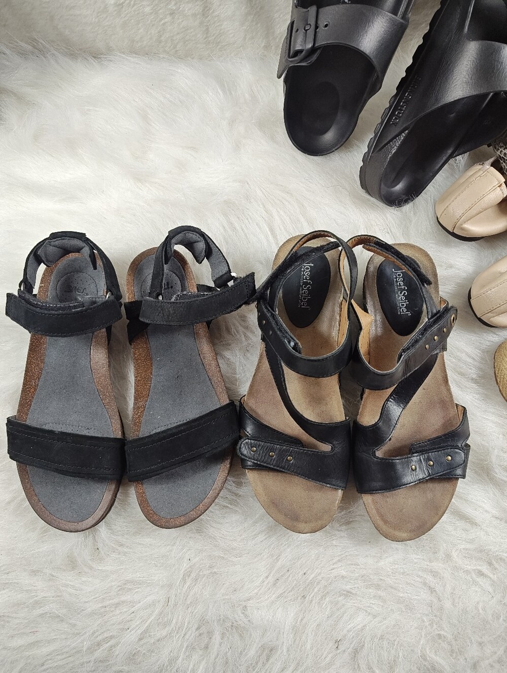 Josef Seibel + Teva Black lower  Heel wedge slingback sandals Bundle women Sz 8